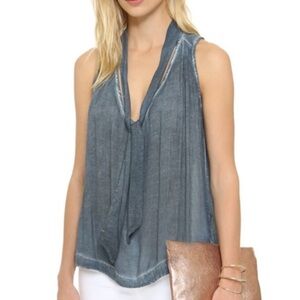 Free People forget me not distressed blue gray sleeveless tank top size small